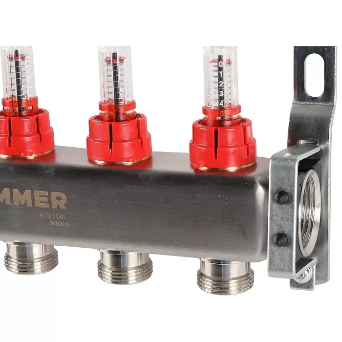 Коллектор Rommer 1"x3/4" на 5 контуров с расходомерами (нерж. сталь) (RMS-1200-000005) Коллектор Rommer 1"x3/4" на 5 контуров с расходомерами (нерж. сталь) (RMS-1200-000005)