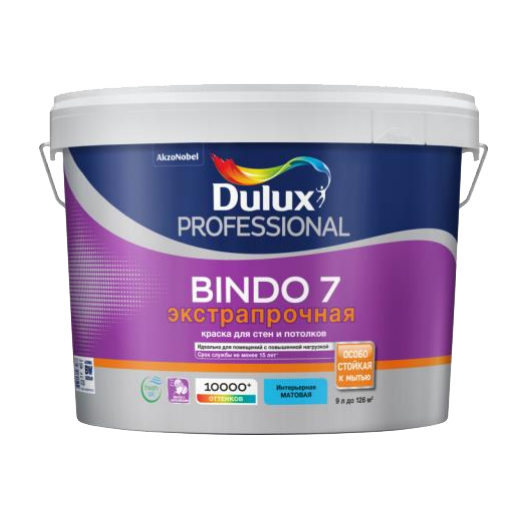 Dulux Professional Bindo 7 латексная экстрапрочная матовая, Белый