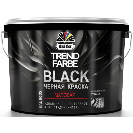 Dufa Trend Farbe Black для стен и потолков водно-дисперсионная матовая, Черный Dufa Trend Farbe Black для стен и потолков водно-дисперсионная матовая, Черный