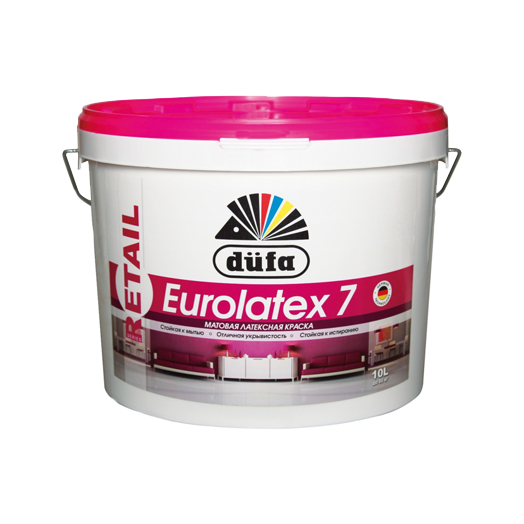 Dufa Premium Eurolatex 7 для стен и потолков водно-дисперсионная матовая, Белый Dufa Premium Eurolatex 7 для стен и потолков водно-дисперсионная матовая, Белый