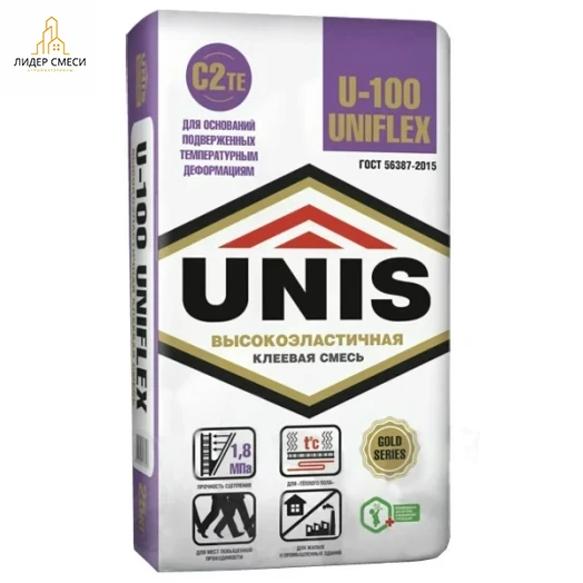 Клей для плитки эластичный Юнис U-100 Uniflex 25 кг Клей для плитки эластичный Юнис U-100 Uniflex 25 кг