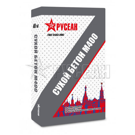 Сухой бетон м400 Русеан 40 кг м400 сухой бетон