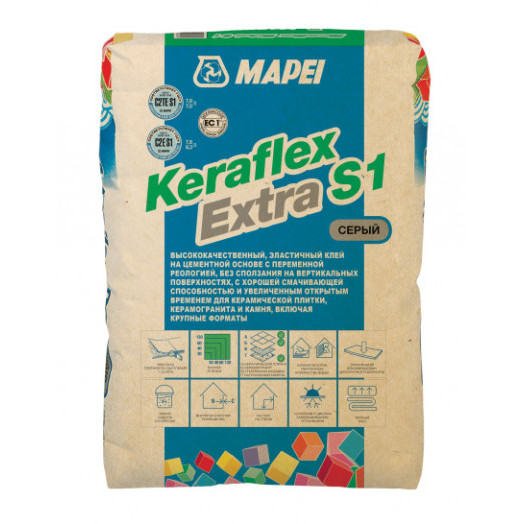Клей на цементной основе серый Mapei Keraflex Extra S1 25кг