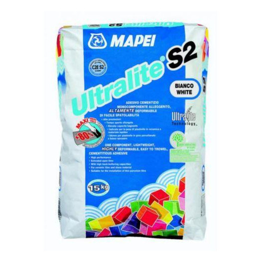 уникальный текст - Клей для керамогранита Mapel ULTRALITE S2 белый, мешок 15 кг