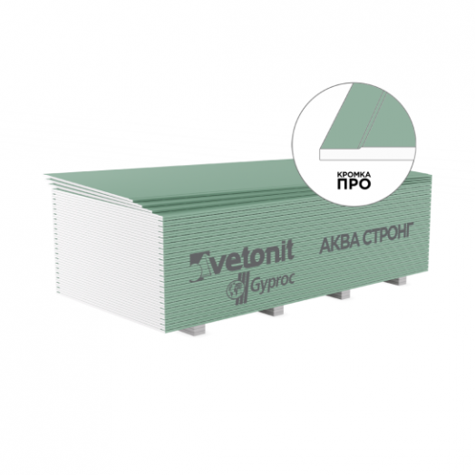 Гипсокартон влагостойкий Vetonit АКВА СТРОНГ 15*1200*3000 мм
