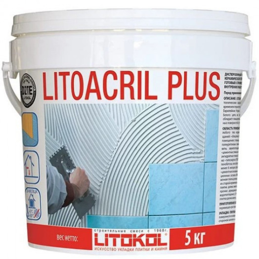 Дисперсионный клей LITOACRIL PLUS белый 5 кг