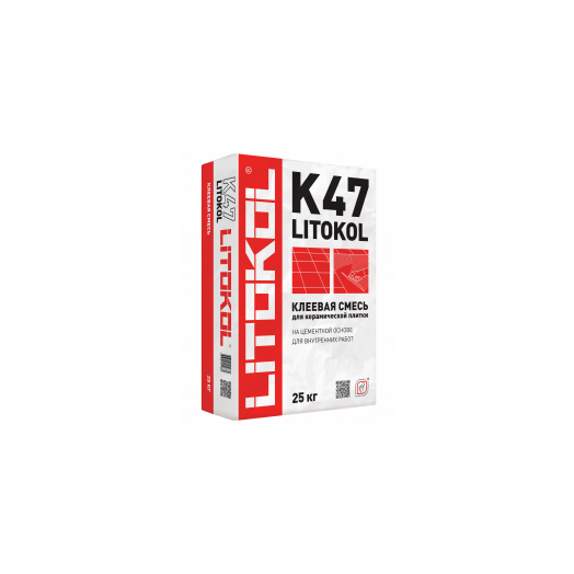 Цементная серая клеевая смесь для плитки LITOKOL К47 (класс С0) 25кг