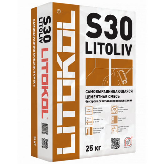 Самовыравнивающаяся смесь для пола LITOKOL LITOLIV S30 25кг Самовыравнивающаяся смесь для пола LITOKOL LITOLIV S30 25кг