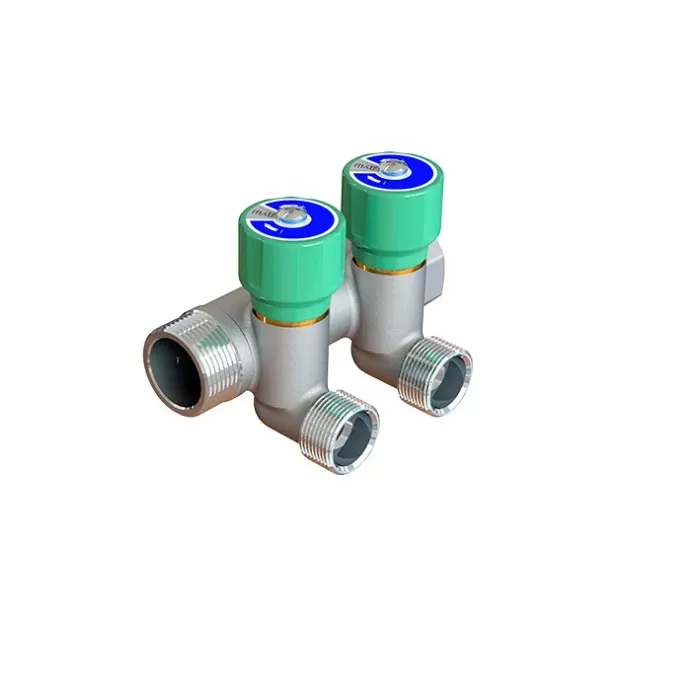 Коллектор модульный Elsen 3/4", 2 отвода -1/2" НР ПУ с вентилями , латунь (EMW03.02T)