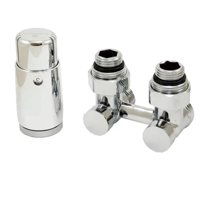 Комплект узла нижнего подкл SCHLOSSER угловой STANDARD 3/4" (хром) с термоголовкой М30х1,5, ниппеля 1/2"Х3/4" (600800058)