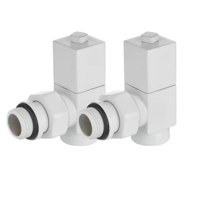 Набор дизайн-вентилей Royal Thermo CUBE, угловой (белый) 1/2" (RTE 56.0007)
