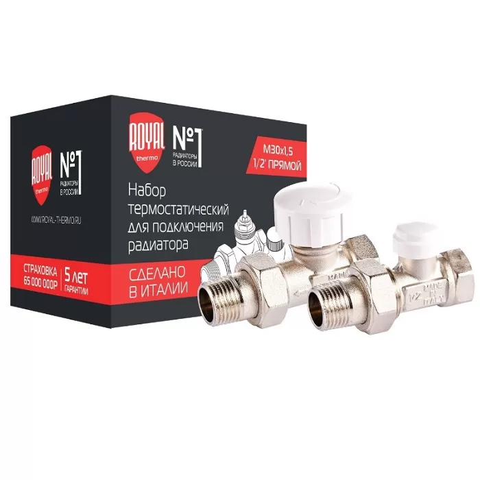 Набор термостатический Royal Thermo для радиатора прямой 1/2" М30х1,5 (RTE 07.013)