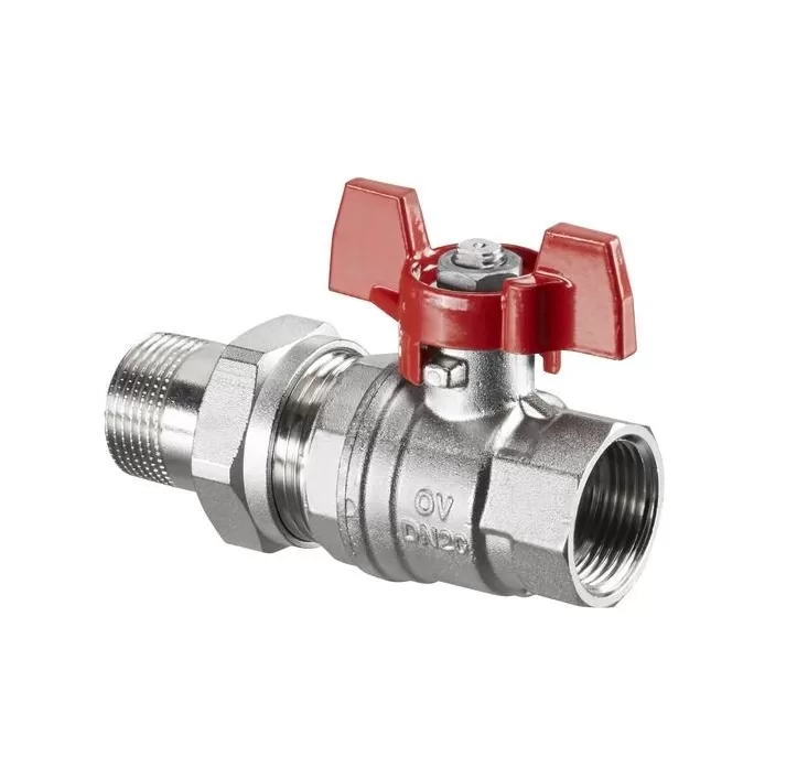Шаровый кран Oventrop Optibal с американкой 1/2" маховик из алюминия (1075804)