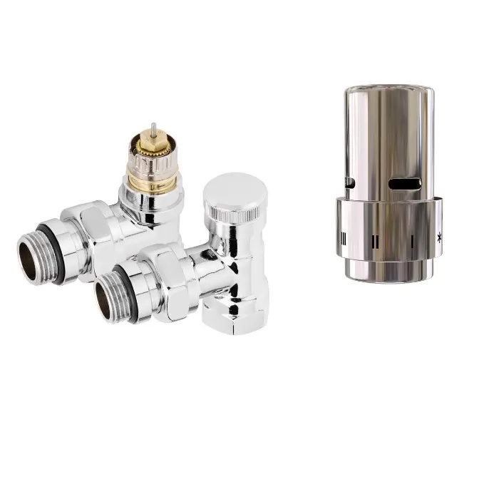 Набор термостатический угловой ROYAL THERMO Design 1/2" Click (Хром) с термоголовкой Design (Хром) (RTE07.002 CH)