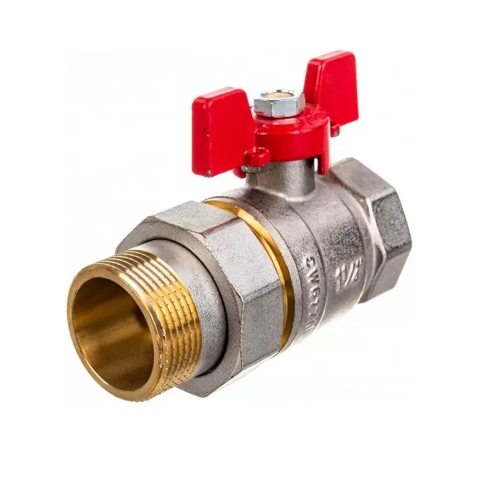 Шаровый кран Rommer 3/4" с американкой, ручка-бабочка, внутренняя/наружная резьба (RBV-0005-0510220)