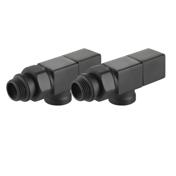 Набор дизайн-вентилей Royal Thermo CUBE, осевой (черный) 1/2" (RTE 56.0004)