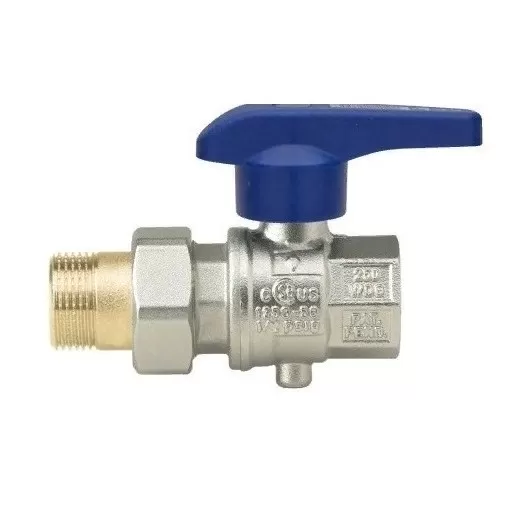 Кран дисковый Rubinetterie Bresciane Eurofly 600500 3/4" ВР/НР с полусгоном синяя ручка (60050005)