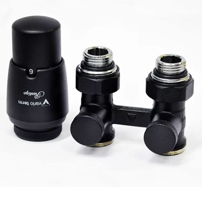 Комплект радиаторный VARIO TERM PPREMIUM ELEGANCKIE 3/4"-3/4" прямой черный матовый 50мм (EPRNYGS0224C/FP)