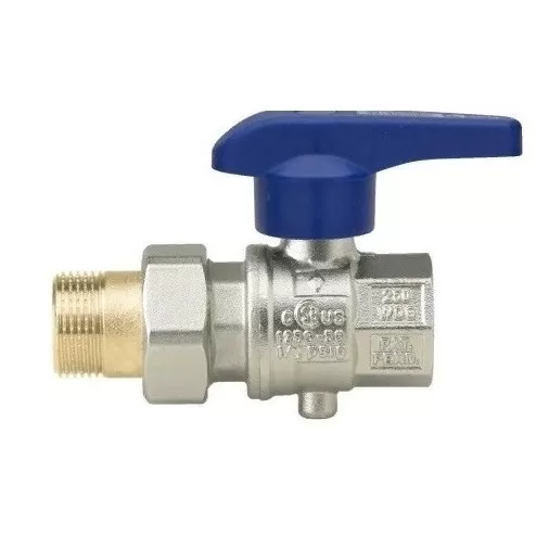 Кран дисковый Rubinetterie Bresciane Eurofly 600500 1/2" ВР/НР с полусгоном синяя ручка (60050004)