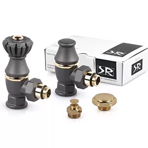 Комплект угловых вентилей SR Rubinetterie Liberty 1/2"х3/4" цвет антрацит (0320-2000V00P)
