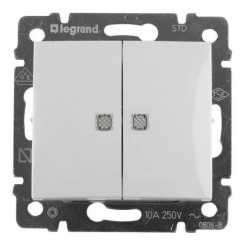 Выключатель Legrand Valena двухклавишный с подсветкой белый