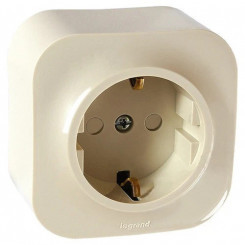 Розетка Legrand Quteo одноместная с заземлением слоновая кость