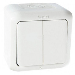 Выключатель Legrand Quteo двухклавишный IP 44 белый