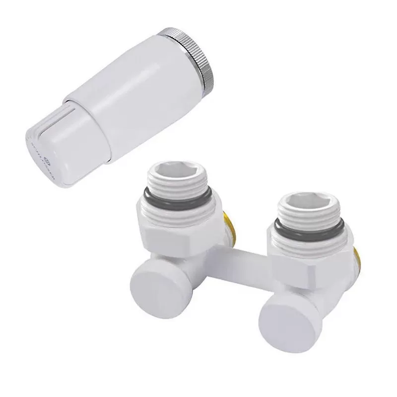 Комплект узла нижнего подкл SCHLOSSER угловой STANDARD 3/4" (белый) с термоголовкой М30х1,5, ниппеля 1/2"Х3/4" (600800056)