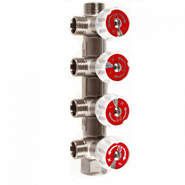 Коллектор c регулирующими вентилями Valtec 3/4", 4 х 1/2" (VTc.570.N.0504)