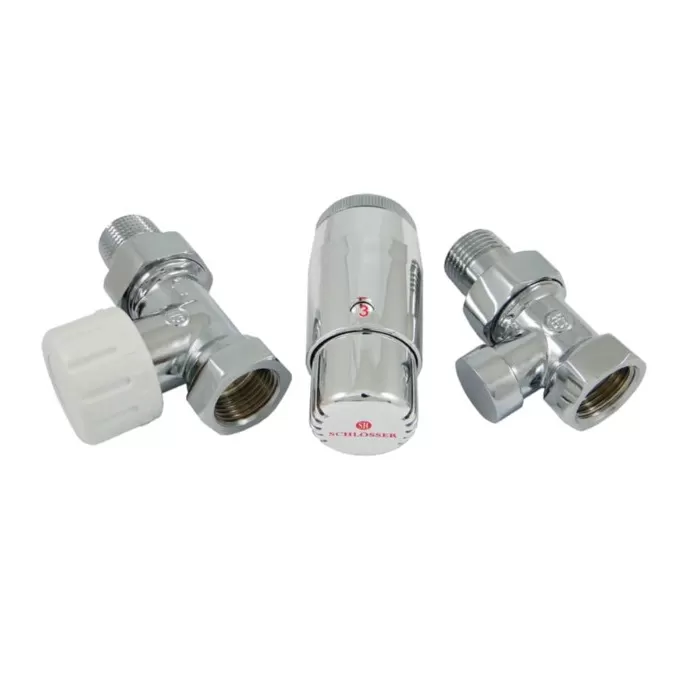Комплект узла нижнего подкл SCHLOSSER прямой STANDARD MINI 1/2" (хром) с термоголовкой MINI DIAMANT М30х1,5 (602200061)