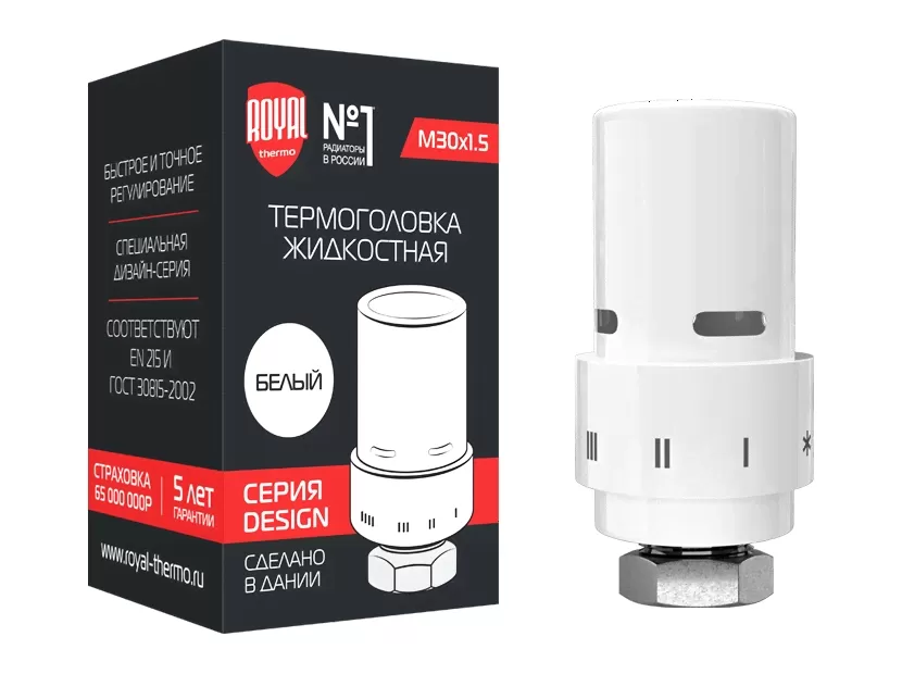 Термоголовка жидкостная Royal Thermo Design М30х1,5 (белый) (RTE07.0004M)