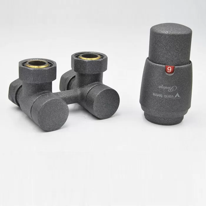 Комплект VARIO TERM PPREMIUM Exclusive 3/4" (графит структурный) для углового подключения с термоголовкой (PREGS0205C/FK)