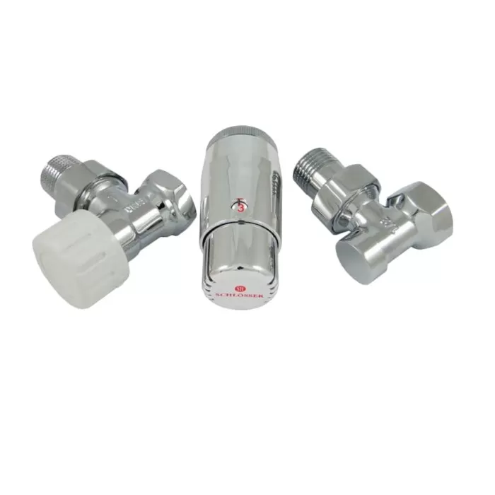Комплект узла нижнего подкл SCHLOSSER угловой STANDARD MINI 1/2" (хром) с термоголовкой MINI DIAMANT М30х1,5 (602200060)