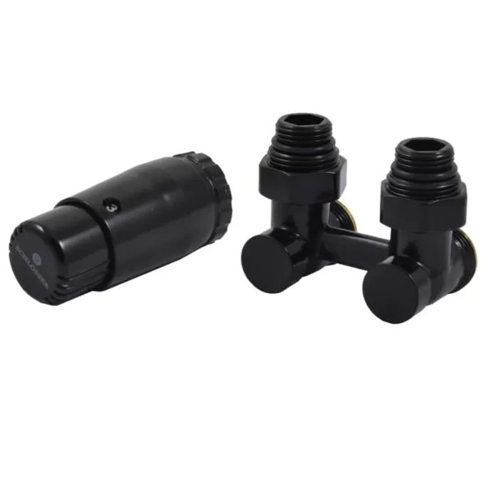Комплект узла нижнего подкл SCHLOSSER угловой STANDARD 3/4" (Ral 9005) с термогол. М30х1,5, ниппеля 1/2"Х3/4" (600800067 Ral 9005)