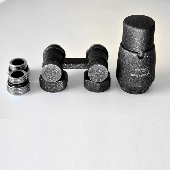 Комплект VARIO TERM ELEGANCKIE 3/4" (темный структурный графит) для углового подключения с термоголовкой (EPRNYGS0215C/FK)