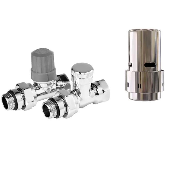 Набор термостатический прямой ROYAL THERMO Design 1/2" Click (Хром) с термоголовкой Design (Хром) (RTE07.001 CH)