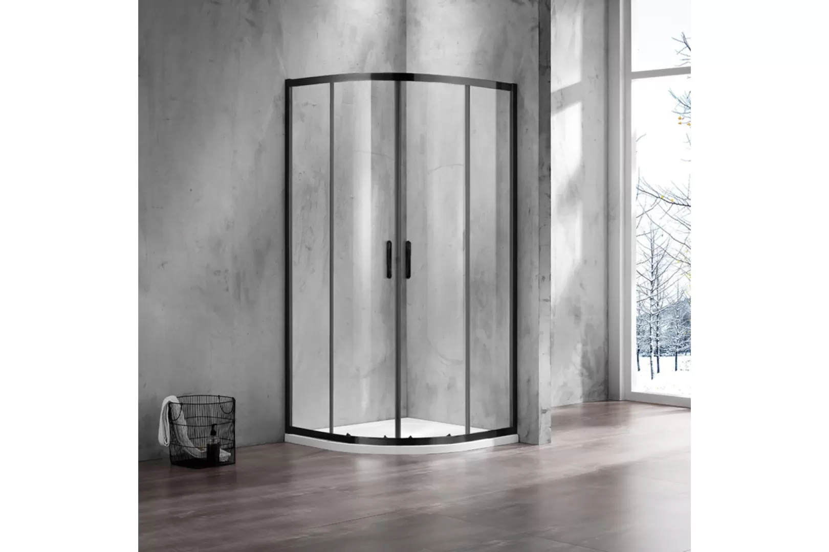Душевое ограждение Azario MILTON 100x100x200, без поддона, Easy clean (AZ-ND2142 1000 Black)