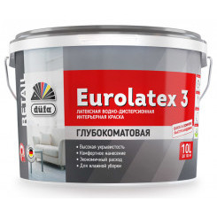 Dufa Premium Eurolatex 3 для стен и потолков водно-дисперсионная глубокоматовая, Белый