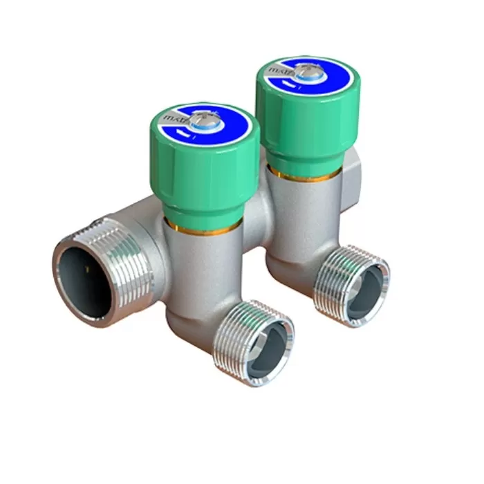 Коллектор модульный Elsen 3/4", 3 отвода -1/2" НР ПУ с вентилями , латунь (EMW03.03T) Коллектор модульный Elsen 3/4", 3 отвода -1/2" НР ПУ с вентилями , латунь (EMW03.03T)