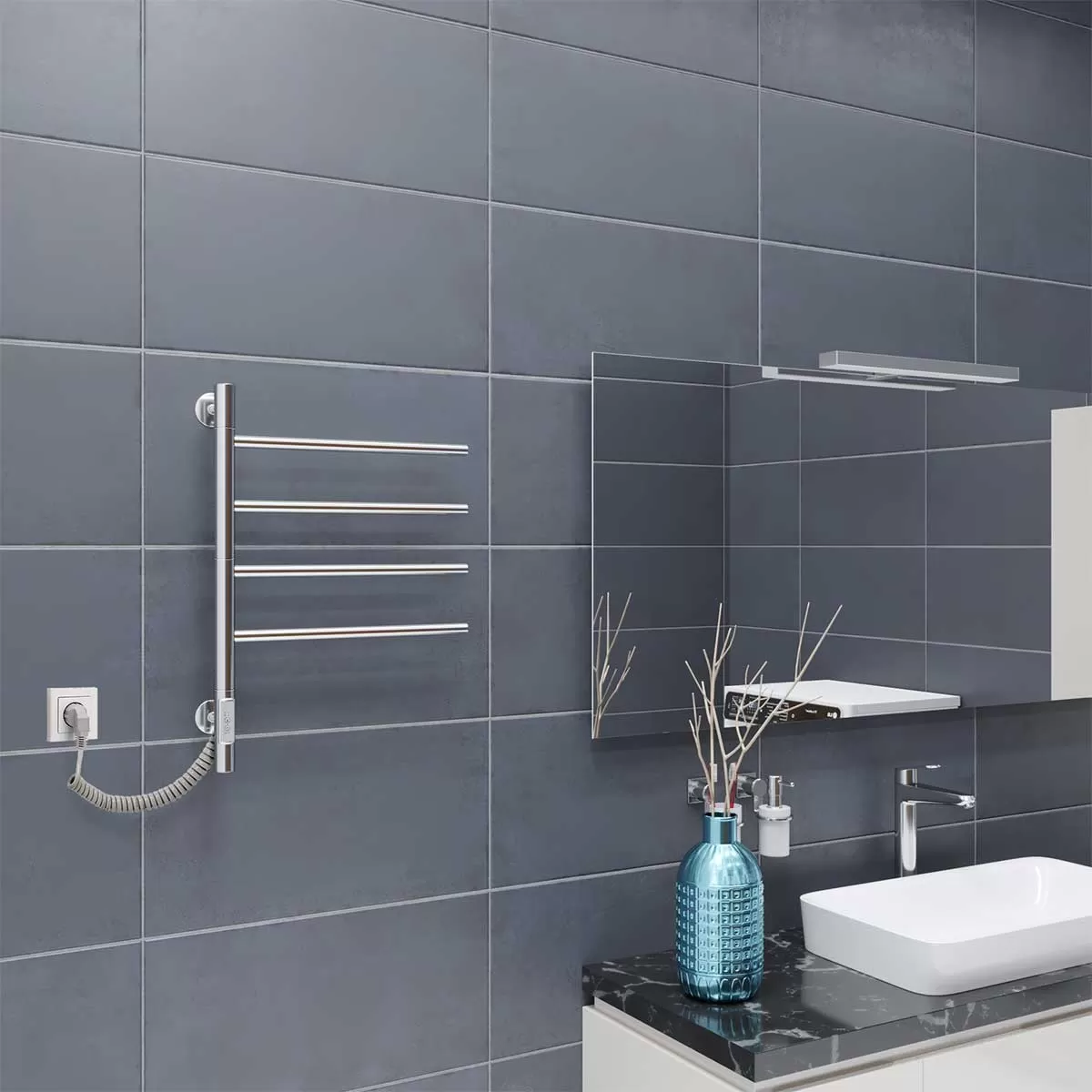 Полотенцесушитель электрический Vincea VTD-1S1CE 43x60, хром, таймер Полотенцесушитель электрический Vincea VTD-1S1CE 43x60, хром, таймер