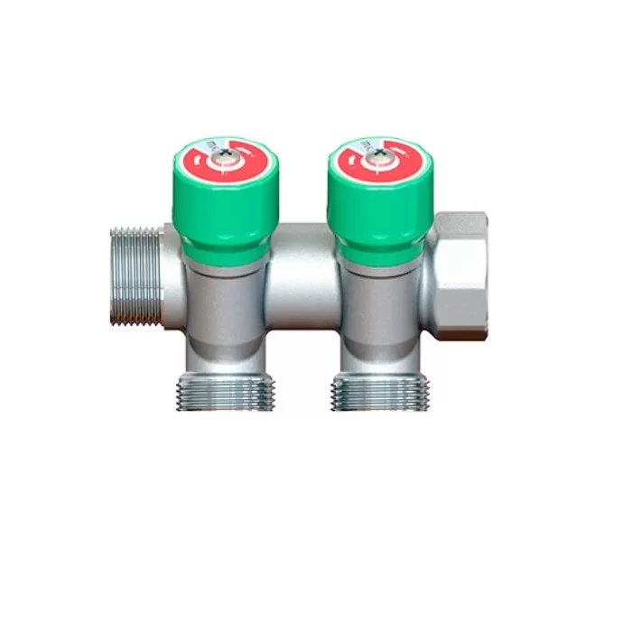 Коллектор модульный Elsen 1", 3 отвода -3/4" ЕК с вентилями , латунь (EMW02.03T) Коллектор модульный Elsen 1", 3 отвода -3/4" ЕК с вентилями , латунь (EMW02.03T)
