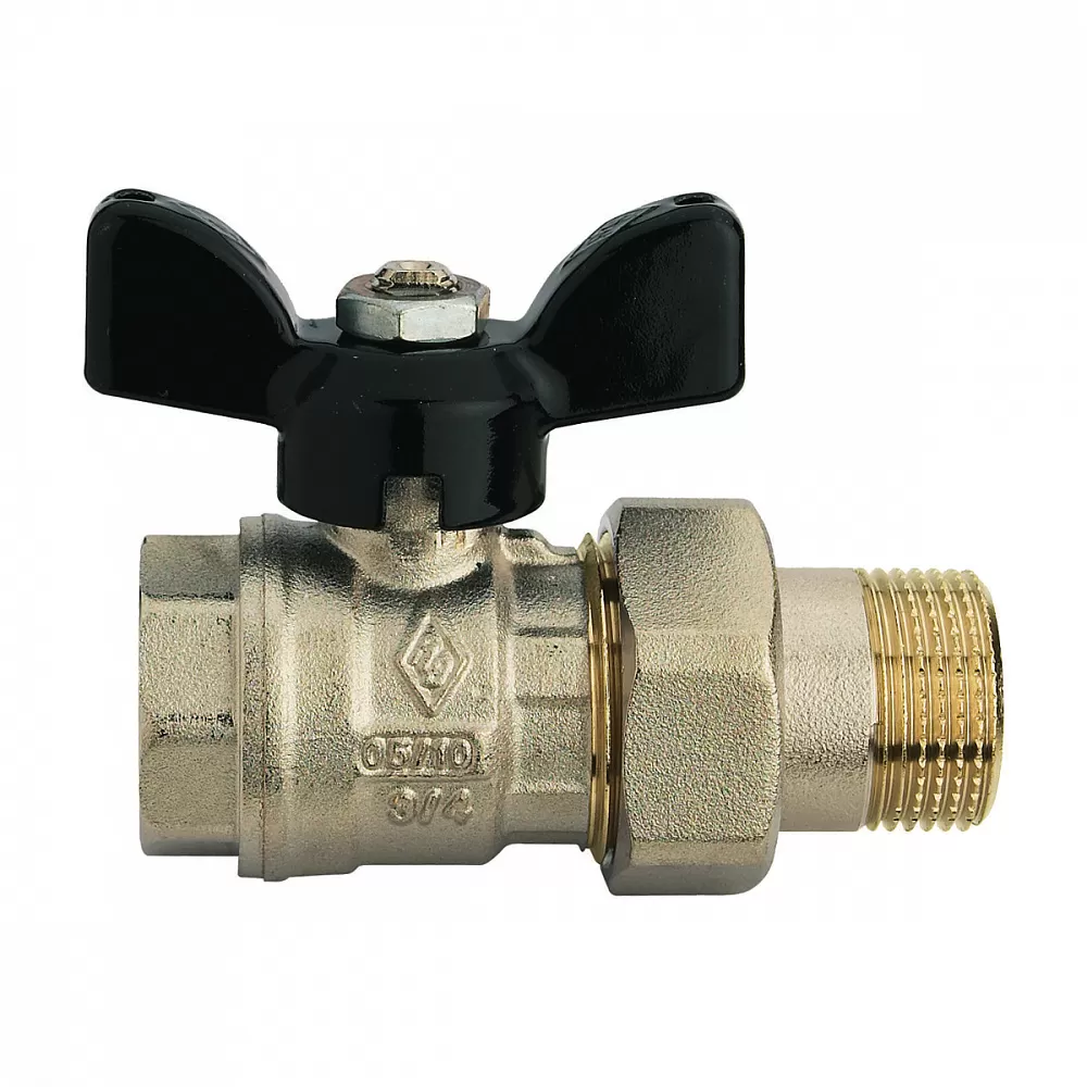 Кран шаровый Rubinetterie Bresciane UNI-SFER вн/нар 1/2" с американкой (арт. 4504040000)