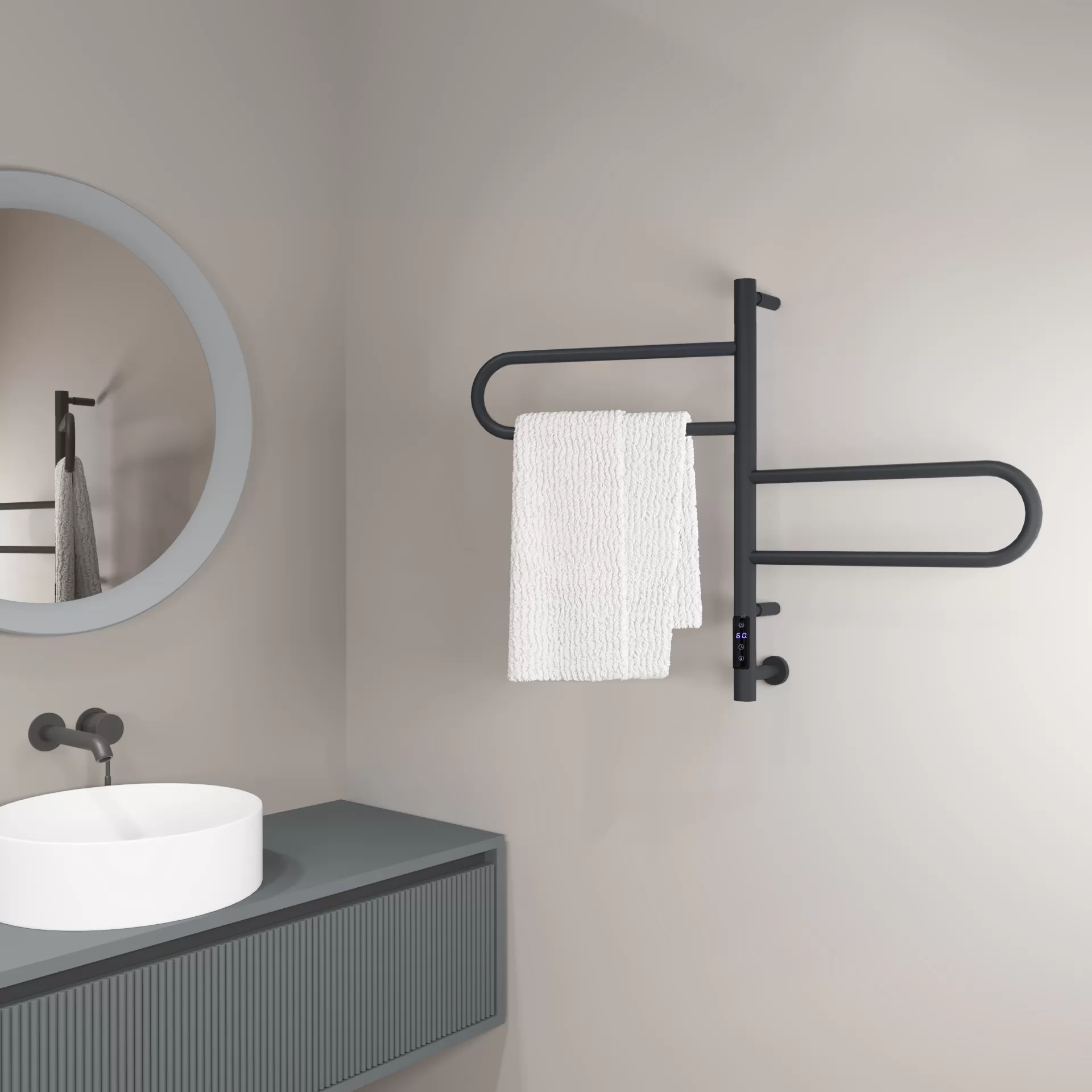 Полотенцесушитель электрический Vincea VTD-1R1CGE 44x60, графит, таймер Полотенцесушитель электрический Vincea VTD-1R1CGE 44x60, графит, таймер