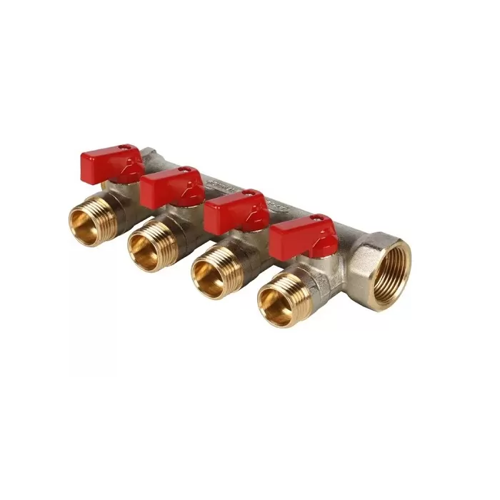 Коллектор проходной запорный STOUT (SMB 6200 341204) 3/4" НР-ВР, 4 отвода 1/2" (красные ручки) 4,7 Коллектор проходной запорный STOUT (SMB 6200 341204) 3/4" НР-ВР, 4 отвода 1/2" (красные ручки) 4,7
